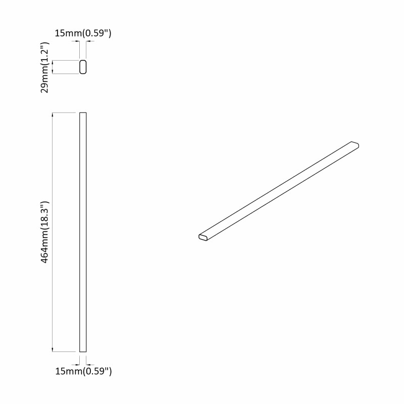 Drążek do szafy 12 pcs Srebrny 764 x 15 x 29 mm Stop Aluminium