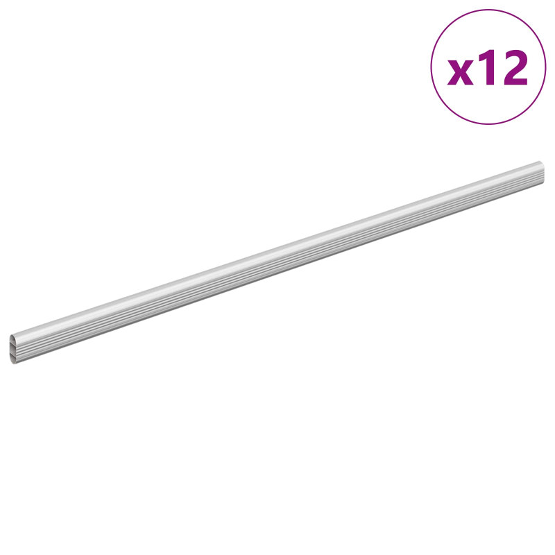 Drążek do szafy 12 pcs Srebrny 764 x 15 x 29 mm Stop Aluminium