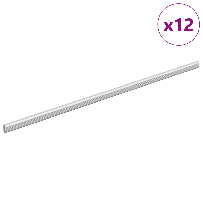 Drążek do szafy 12 pcs Srebrny 764 x 15 x 29 mm Stop Aluminium