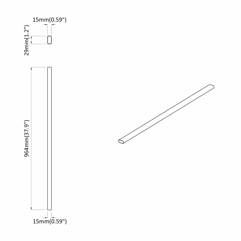 Drążek do szafy 12 pcs Srebrny 764 x 15 x 29 mm Stop Aluminium