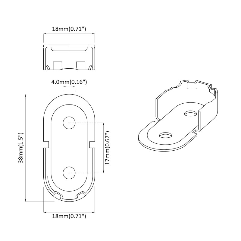 Uchwyt na rurę do szafy 2 pcs Biały cynk 40 x 18 x 10 mm Żelazo