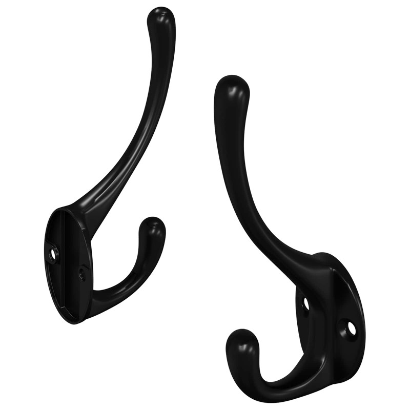 Wieszak na ubrania 2 pcs Czarny 102 x 29 x 47mm Stop cynku