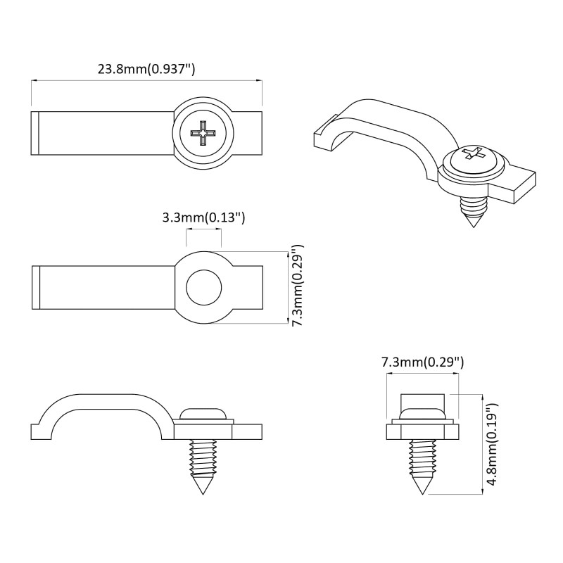 Klipsy LED Strip 2 pcs przezroczysty 23,8 x 7,3 x 4,3 mm
