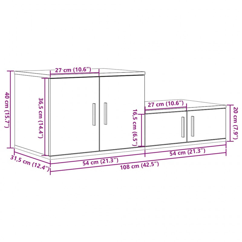 Szafka do przechowywania 2 pcs Czarny Dąb 108 x 41 x 40 cm
