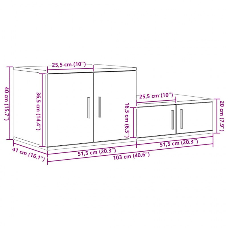 Szafka do przechowywania 2 pcs Stare drewno 103 x 41 x 40 cm