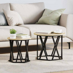 Stolik boczny 2 pcs Dąb Sonoma Drewno inżynieryjne i stal