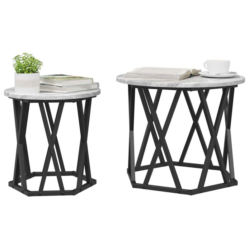 Stolik boczny 2 pcs Szary Sonoma Drewno inżynieryjne i stal