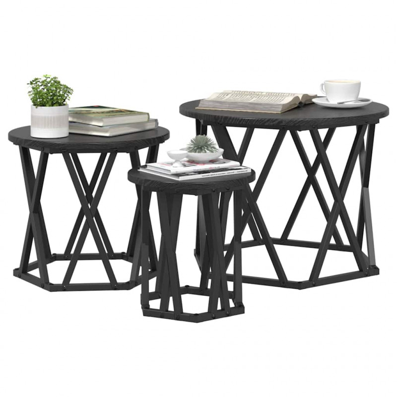 Stolik boczny do nestingu 3 pcs Czarny Dąb