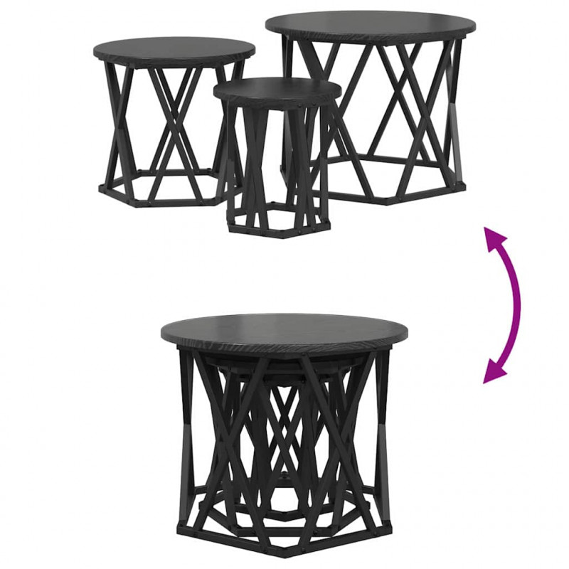 Stolik boczny do nestingu 3 pcs Czarny Dąb