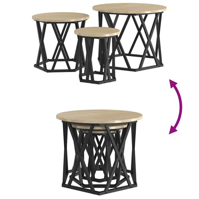 Stolik boczny do nestingu 3 pcs Dąb Sonoma