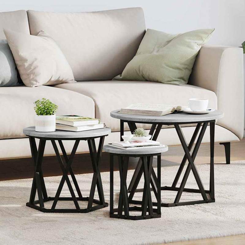 Stolik boczny do nestingu 3 pcs Szary Sonoma