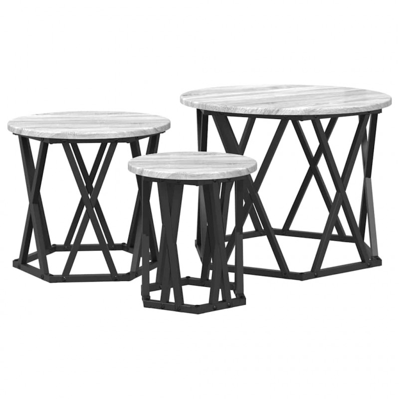 Stolik boczny do nestingu 3 pcs Szary Sonoma