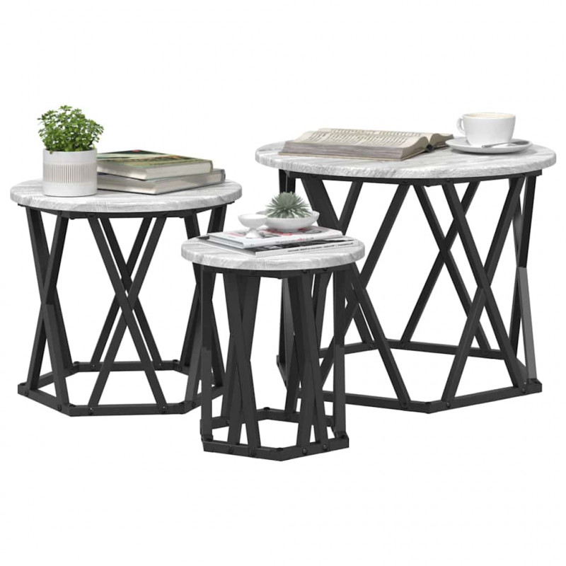 Stolik boczny do nestingu 3 pcs Szary Sonoma