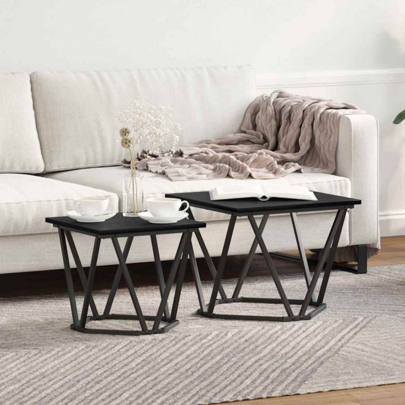 Zestaw stolików bocznych 2 pcs Czarny dąb 50 x 50 x 40 cm
