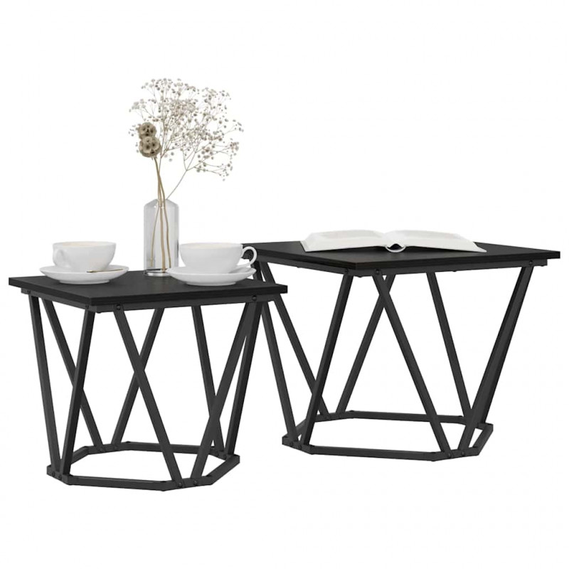Zestaw stolików bocznych 2 pcs Czarny dąb 50 x 50 x 40 cm