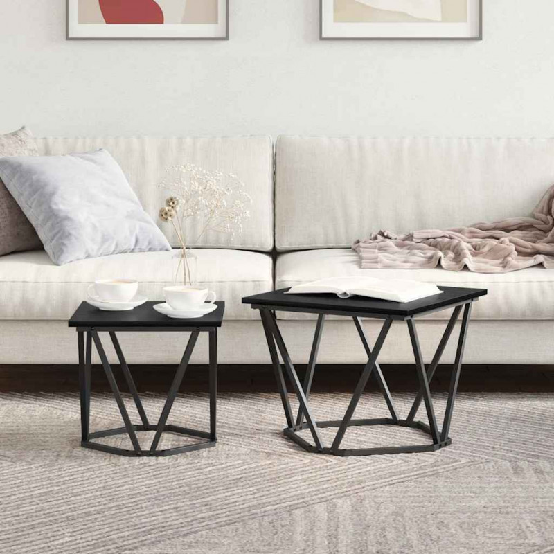 Zestaw stolików bocznych 2 pcs Czarny dąb 50 x 50 x 40 cm