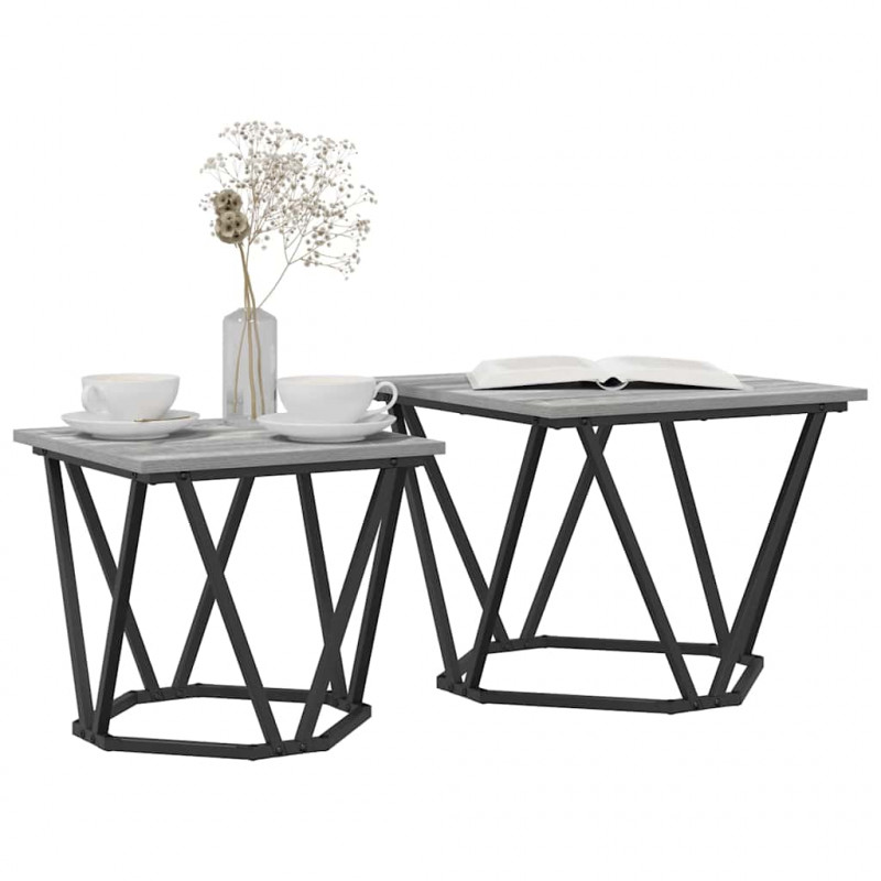 Zestaw stolików bocznych 2 pcs Szary Sonoma