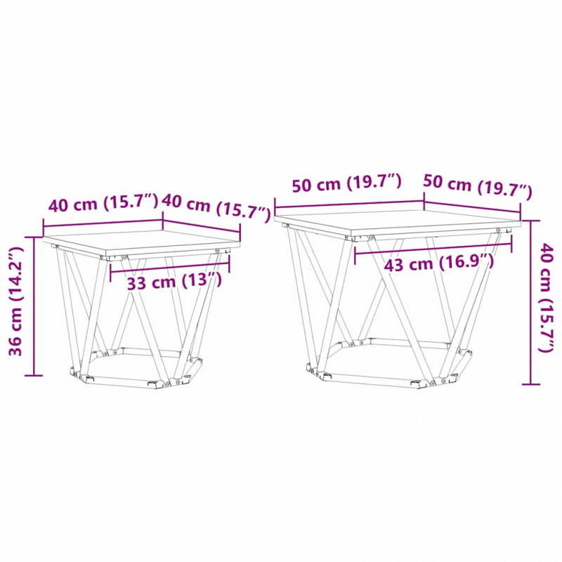 Zestaw stolików bocznych 2 pcs Szary Sonoma