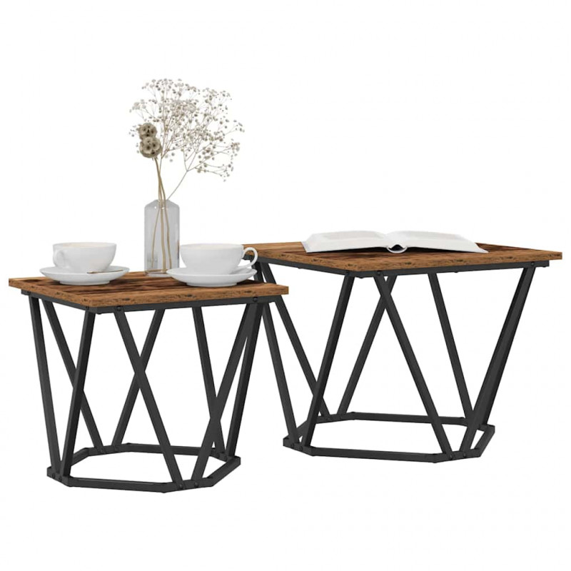 Zestaw stolików bocznych 2 pcs drewno z odzysku