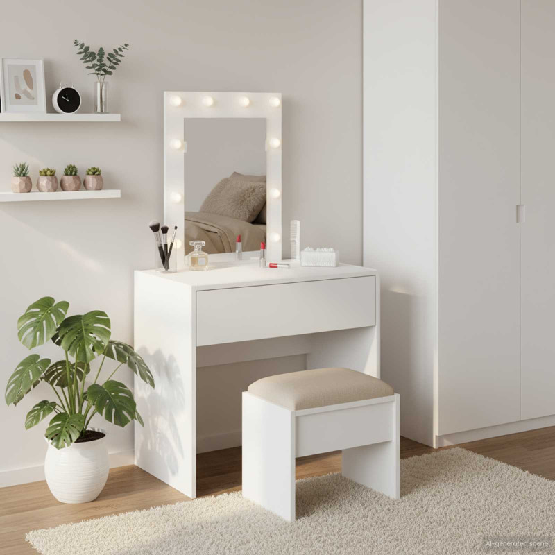 Toaletka Biały 60 x 40 x 70 cm Materiał drewnopochodny
