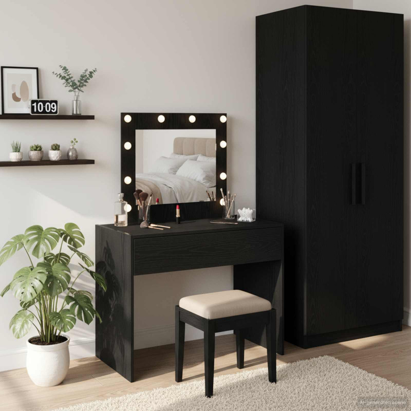 Toaletka Czarny 83 x 40 x 70 cm Materiał drewnopochodny