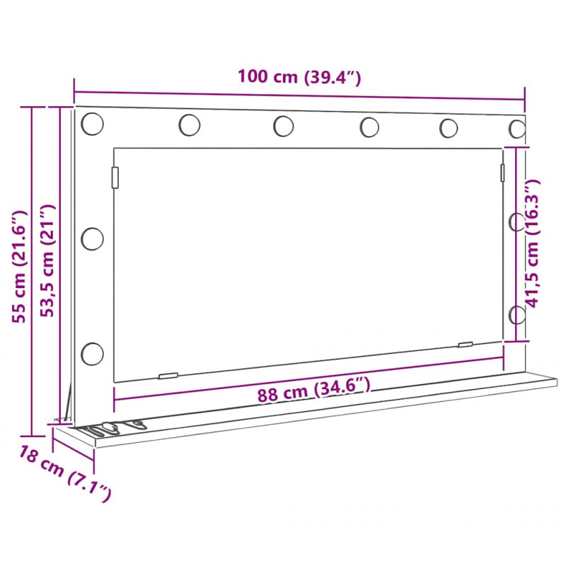 Lustro toaletowe Prostokątny Stare drewno 100 x 55 x 18 cm