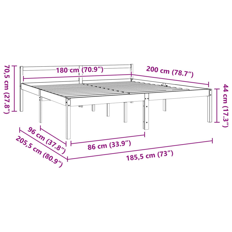 Ramka łóżka Woskowy Brąz 180 x 200 cm Lite drewno sosnowe