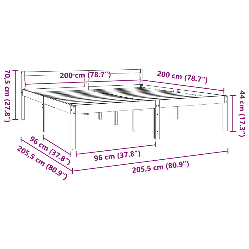 Ramka łóżka Woskowy Brąz 200 x 200 cm Lite drewno sosnowe