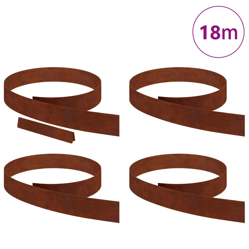 Krawężnik do trawnika 4 pcs Rdzawy 450 x 0.05 x 15 cm
