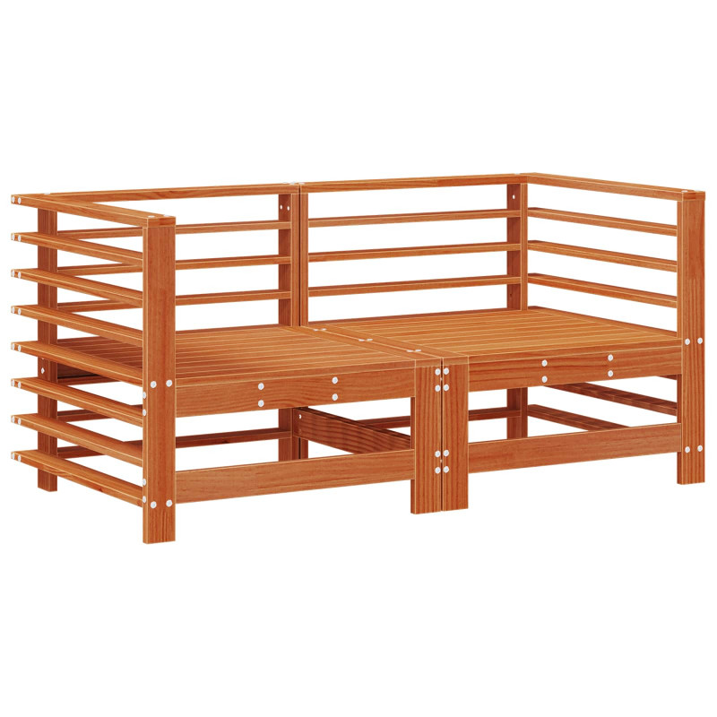 Sofa narożna do ogrodu Lite drewno sosnowe Woskowy Brąz