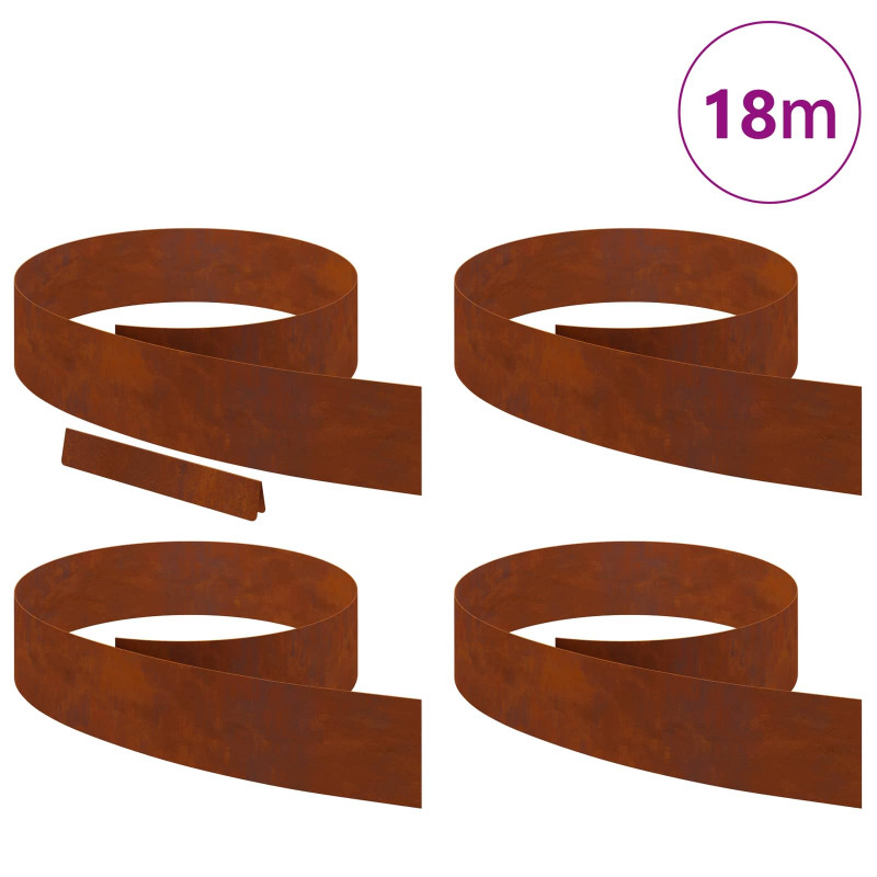 Krawężnik do trawnika 4 pcs Rdzawy 450 x 0.05 x 15 cm