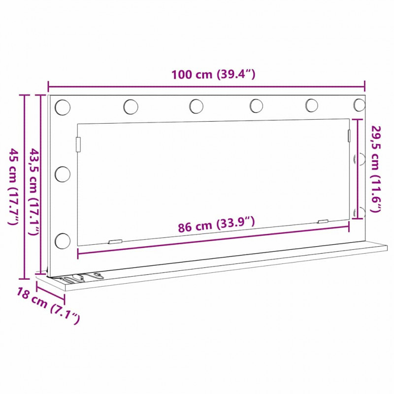 Lustro toaletowe Prostokątny Stare drewno 100 x 45 x 18 cm