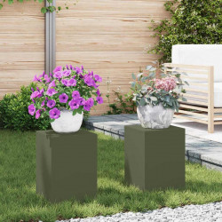 Stojak na rośliny 2 pcs oliwkowy 24 x 24 x 35 cm Stal