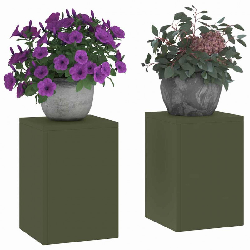 Stojak na rośliny 2 pcs oliwkowy 24 x 24 x 35 cm Stal