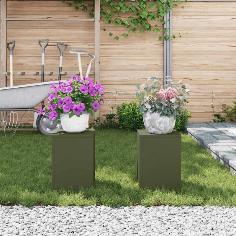 Stojak na rośliny 2 pcs oliwkowy 24 x 24 x 35 cm Stal