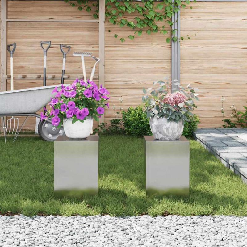 Stojak na rośliny 2 pcs Srebrny 24 x 24 x 35 cm stal nierdzewna
