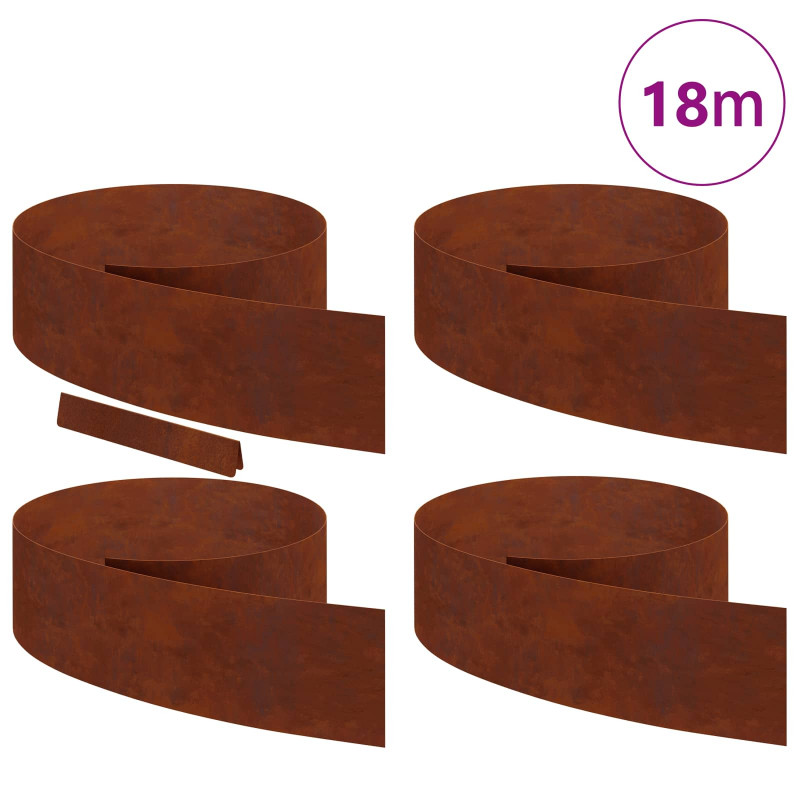 Krawężnik do trawnika 4 pcs Rdzawy 450 x 0.05 x 15 cm
