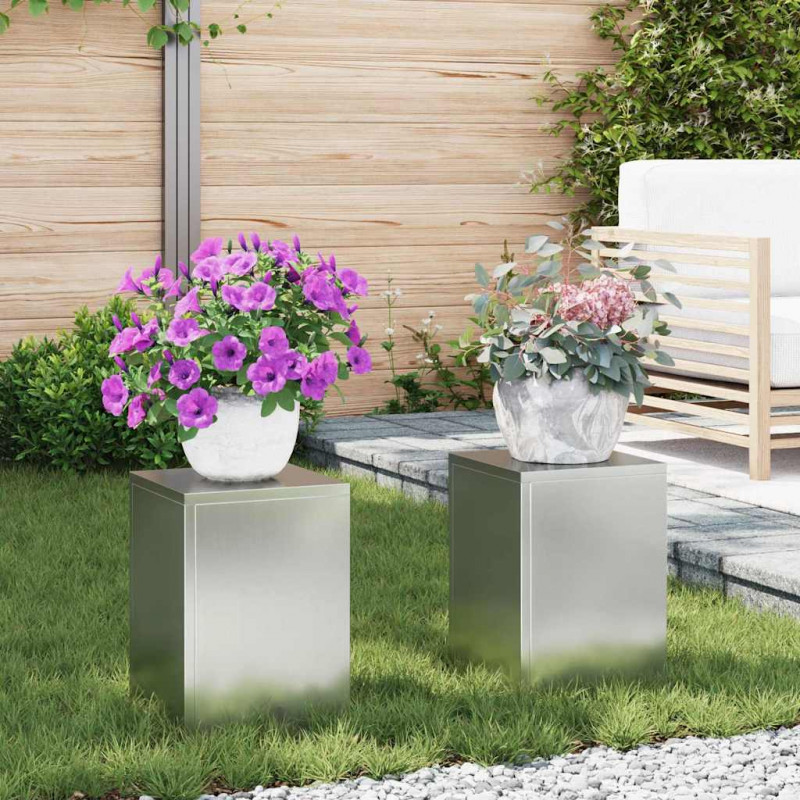 Stojak na rośliny 2 pcs Srebrny 24 x 24 x 35 cm