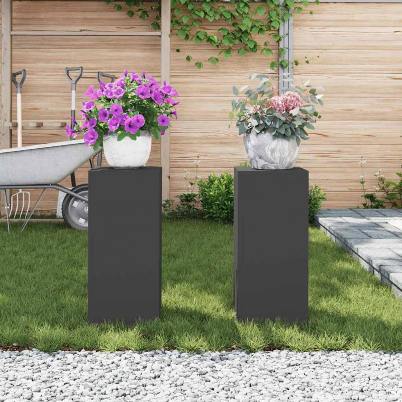 Stojak na rośliny 2 pcs Czarny 24 x 24 x 55 cm Stal