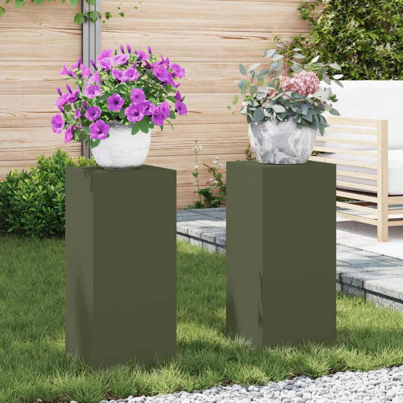 Stojak na rośliny 2 pcs oliwkowy 24 x 24 x 55 cm Stal