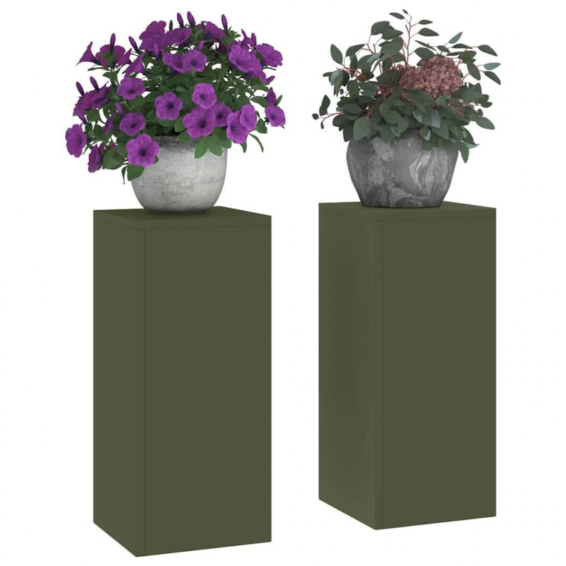 Stojak na rośliny 2 pcs oliwkowy 24 x 24 x 55 cm Stal