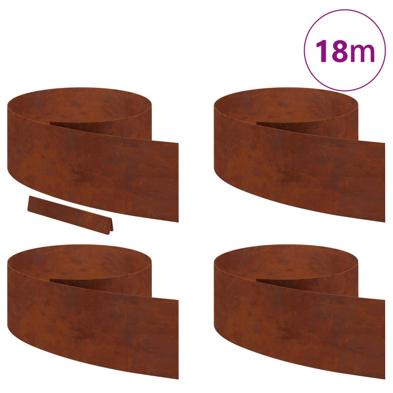 Krawężnik do trawnika 4 pcs Rdzawy 450 x 0.05 x 15 cm