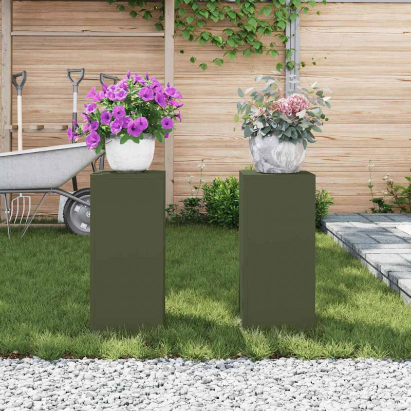 Stojak na rośliny 2 pcs oliwkowy 24 x 24 x 55 cm Stal