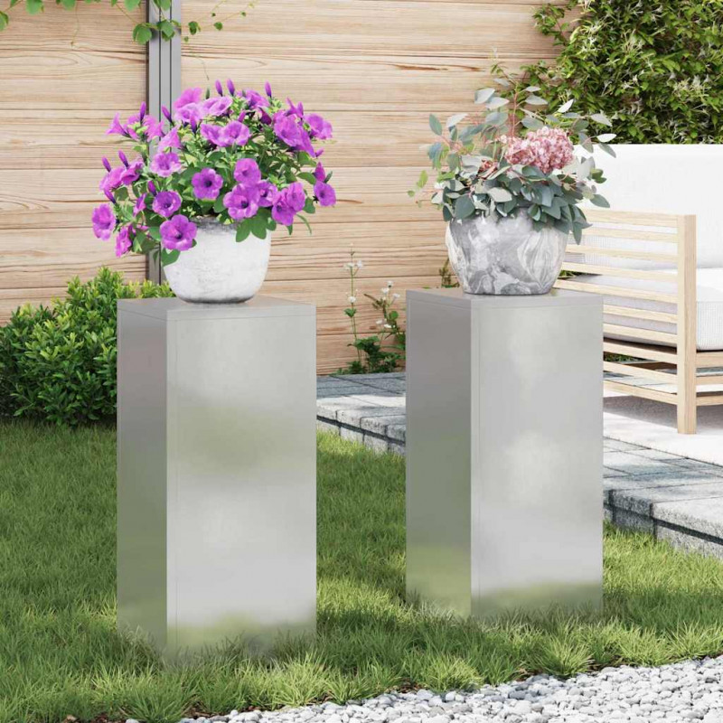 Stojak na rośliny 2 pcs Srebrny 24 x 24 x 55 cm stal nierdzewna
