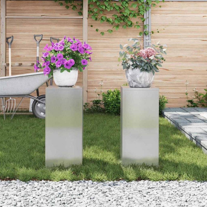 Stojak na rośliny 2 pcs Srebrny 24 x 24 x 55 cm stal nierdzewna
