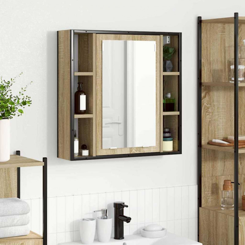 Szafka z lustrem z półką z drzwiami Dąb Sonoma 60 x 16 x 60 cm