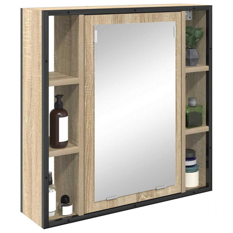 Szafka z lustrem z półką z drzwiami Dąb Sonoma 60 x 16 x 60 cm