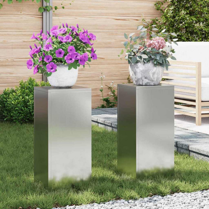 Stojak na rośliny 2 pcs Srebrny 24 x 24 x 55 cm