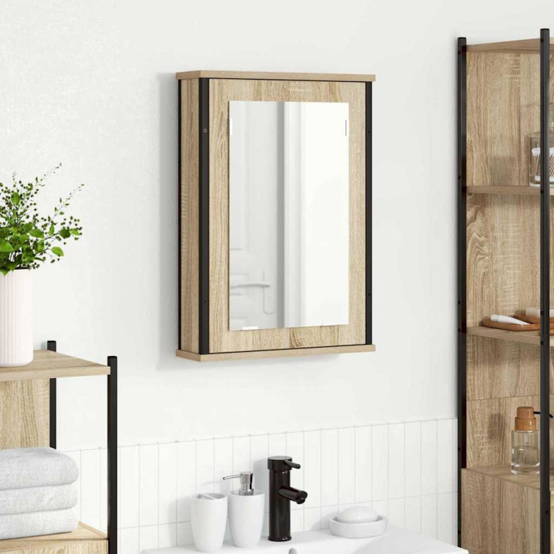 Szafka z lustrem z półką z drzwiami Dąb Sonoma 42 x 12 x 60 cm
