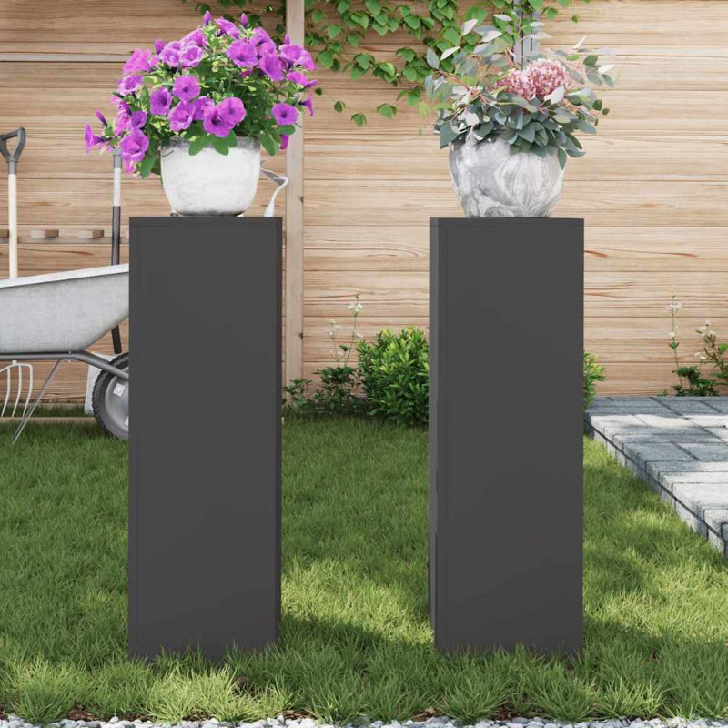 Stojak na rośliny 2 pcs Czarny 24 x 24 x 75 cm Stal